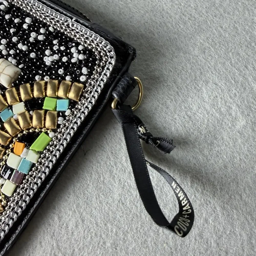 Coco & Carmen Beaded Clutch Wristlet Bag Boho Festival Travel